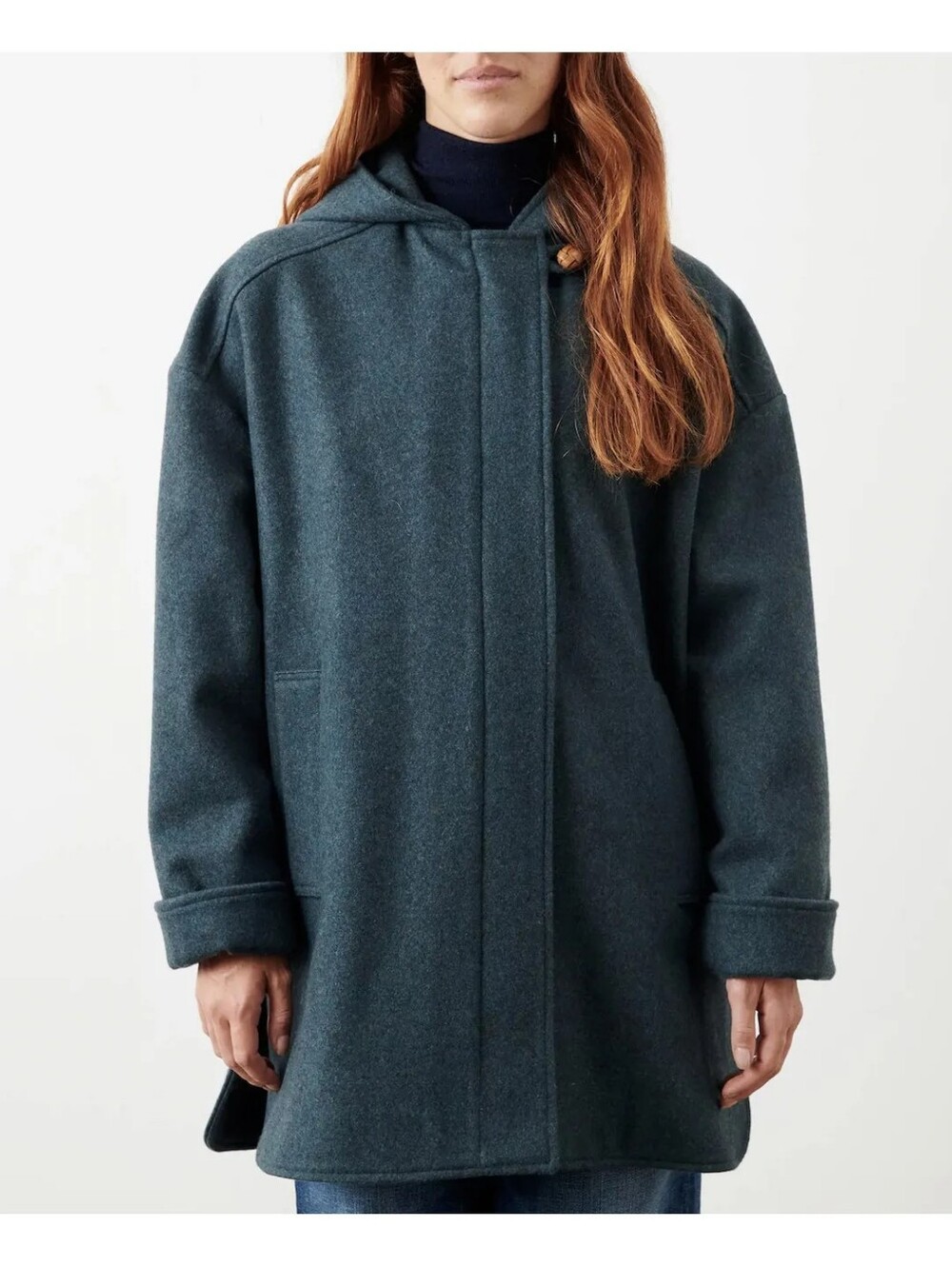 Sessun NaNa Hooded Pea Coat in Teal-Green